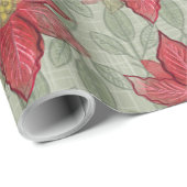 Rustikales Weihnachts-Poinsettias Wrapping Paper Geschenkpapier (Rolleneckpunkt)