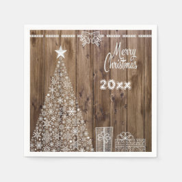 Rustikales Weihnachts-Snowflake-Party Serviette