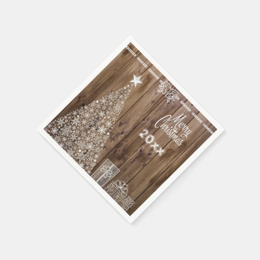 Rustikales Weihnachts-Snowflake-Party Serviette (Ecke)