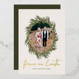 Rustikales Weihnachts-Weltfrieden Foto Folien Feiertagskarte
