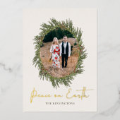 Rustikales Weihnachts-Weltfrieden Foto Folien Feiertagskarte (Vorderseite)