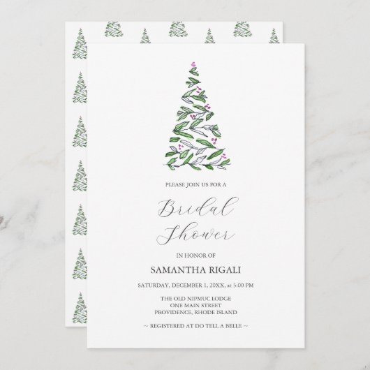 Rustikales Weihnachtsbaum-Brautparty Einladung (Vorne/Hinten)