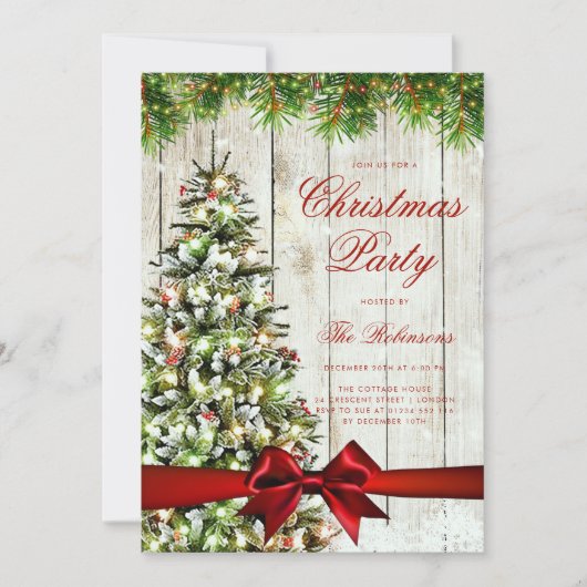 Rustikales Weihnachtsbaum Einladung Programm Menü (Vorderseite)