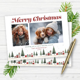 Rustikales Weihnachtsbaum Foto Feiertagskarte