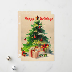 Rustikales Weihnachtsbaum Foto Postkarte