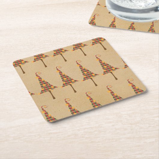 Rustikales Weihnachtsbaum-Muster Rechteckiger Pappuntersetzer (angewinkelt)