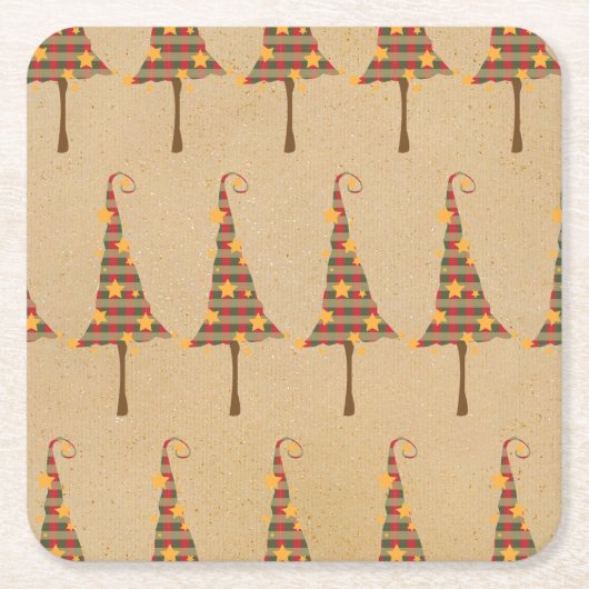 Rustikales Weihnachtsbaum-Muster Rechteckiger Pappuntersetzer (Vorderseite)