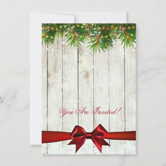 Rustikales Weihnachtsbaum & Ribbon Brautparty Einladung (Rückseite)