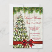 Rustikales Weihnachtsbaum & Ribbon Brautparty Einladung (Vorderseite)