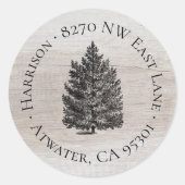 Rustikales Weihnachtsbaum-Rücksendesiegel Runder Aufkleber (Vorderseite)
