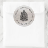 Rustikales Weihnachtsbaum-Rücksendesiegel Runder Aufkleber (Tasche)