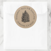 Rustikales Weihnachtsbaum-Rücksendesiegel Runder Aufkleber (Tasche)