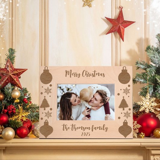 Rustikales Weihnachtsbaum Snowflake Ornamente Scri Geätzte Rahmen