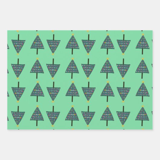 Rustikales Weihnachtsbaummuster Grün Geschenkpapier Set (Vorderseite 3)
