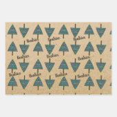 Rustikales Weihnachtsbaummuster Grün Geschenkpapier Set (Vorderseite 2)