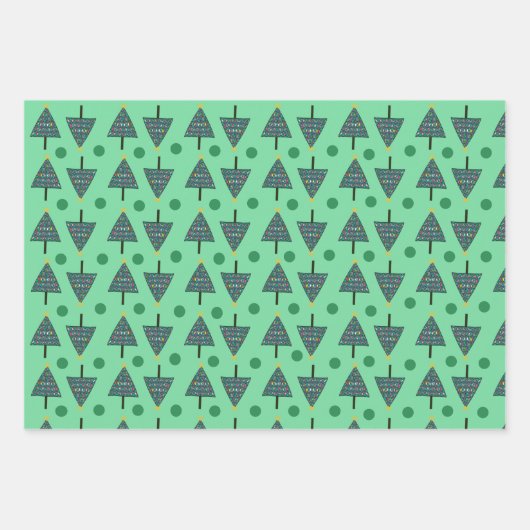 Rustikales Weihnachtsbaummuster Grün Geschenkpapier Set (Vorderseite)