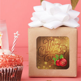 Rustikales Weihnachtsbaummuster Quadratischer Aufkleber