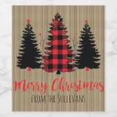 Rustikales Weihnachtsbaumtrio im Bauernhof individ Weinetikett (Einzelnes Label)