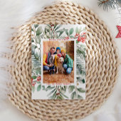 Rustikales Weihnachtsberries Gruß Foto Feiertagskarte