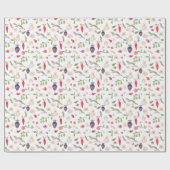 Rustikales Weihnachtsblumenbaummuster Geschenkpapier (Flach)