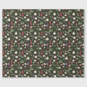 Rustikales Weihnachtsblumenbaummuster Geschenkpapier (Flach)