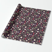 Rustikales Weihnachtsblumenbaummuster Geschenkpapier (Ungerollt)