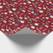 Rustikales Weihnachtsblumenbaummuster Geschenkpapier (Ecke)