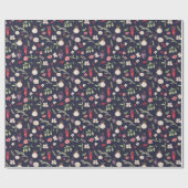 Rustikales Weihnachtsblumenbaummuster Geschenkpapier (Flach)