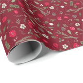 Rustikales Weihnachtsblumenmuster Geschenkpapier (Rolleneckpunkt)