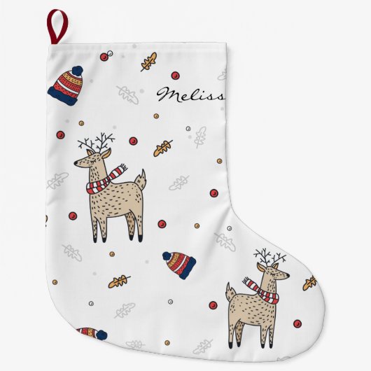 Rustikales Weihnachtsboho Personalisiert Großer Weihnachtsstrumpf (Vorderseite)