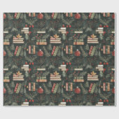 Rustikales Weihnachtsbuch Lover Wrapping Paper Geschenkpapier (Flach)