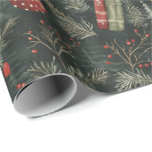 Rustikales Weihnachtsbuch Lover Wrapping Paper Geschenkpapier (Rolleneckpunkt)