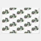 Rustikales Weihnachtsbüffel Karo Sleigh Geschenkpapier Set (Vorderseite 3)