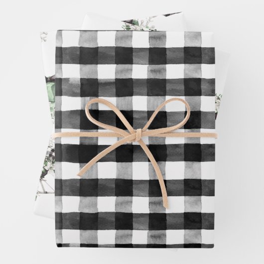 Rustikales Weihnachtsbüffel Karo Sleigh Geschenkpapier Set (Beispiel)