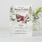 Rustikales Weihnachtscocktail-Party Einladung (Stehend Vorderseite)