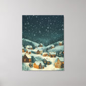 Rustikales Weihnachtsdorf unter dem Sternenhimmel Leinwanddruck (Vorderseite)