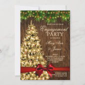 Rustikales WeihnachtsEngagement Party Tree & Ribbo Einladung (Vorderseite)