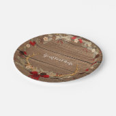 Rustikales Weihnachtsfeind Wreath Wood & Lights Pappteller (Schrägansicht)