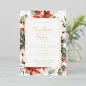 Rustikales Weihnachtsfest Botanischer Rahmen Weihn Folieneinladung (Stehend vorne)