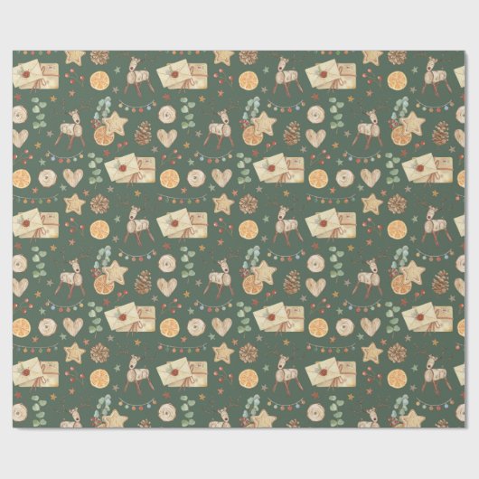 Rustikales Weihnachtsfest Geschenkpapier (Flach)