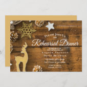 Rustikales Weihnachtsfest im Lande Probe Abendesse Einladung (Vorne/Hinten)