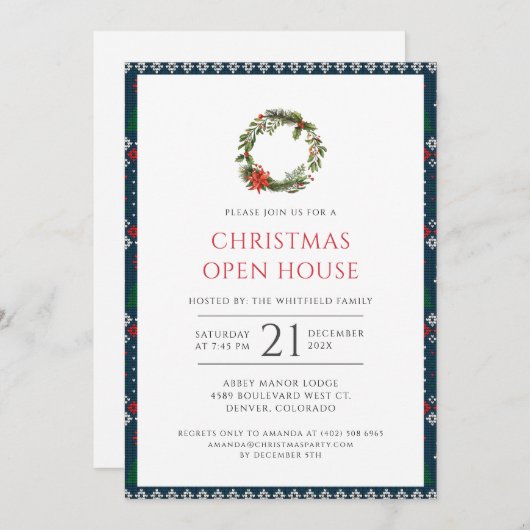 Rustikales Weihnachtsfest im offenen Haus Party Einladung (Vorne/Hinten)