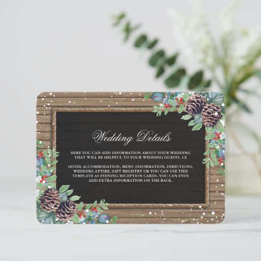 Rustikales Weihnachtsfest im Winter Details zur Ho Einladung (Stehend Vorderseite)