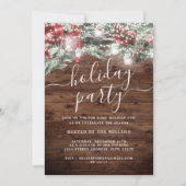 Rustikales Weihnachtsfest in Foliage Lights Urlaub Einladung (Vorderseite)