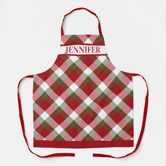 Rustikales Weihnachtsfest Kariert Vorname Schürze (Vorderseite)