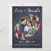 Rustikales Weihnachtsfest mit Blumenbeete Foto Dankeskarte (Vorderseite)