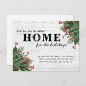 Rustikales Weihnachtsfest Neue Zuhause für die Fei Ankündigungspostkarte (Vorne/Hinten)