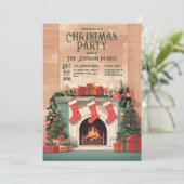 Rustikales Weihnachtsfest-Party Einladung (Stehend Vorderseite)