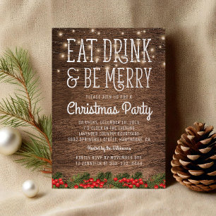 Rustikales Weihnachtsfest-Party Happy Holiday Einladung