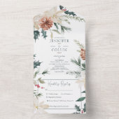 Rustikales Weihnachtsfest Pine & Berries Weißes Ab All In One Einladung (Innen Boden)